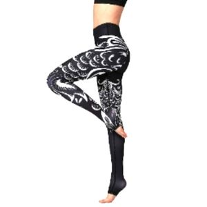 High-Waist Black & White Dragon Print Leggings